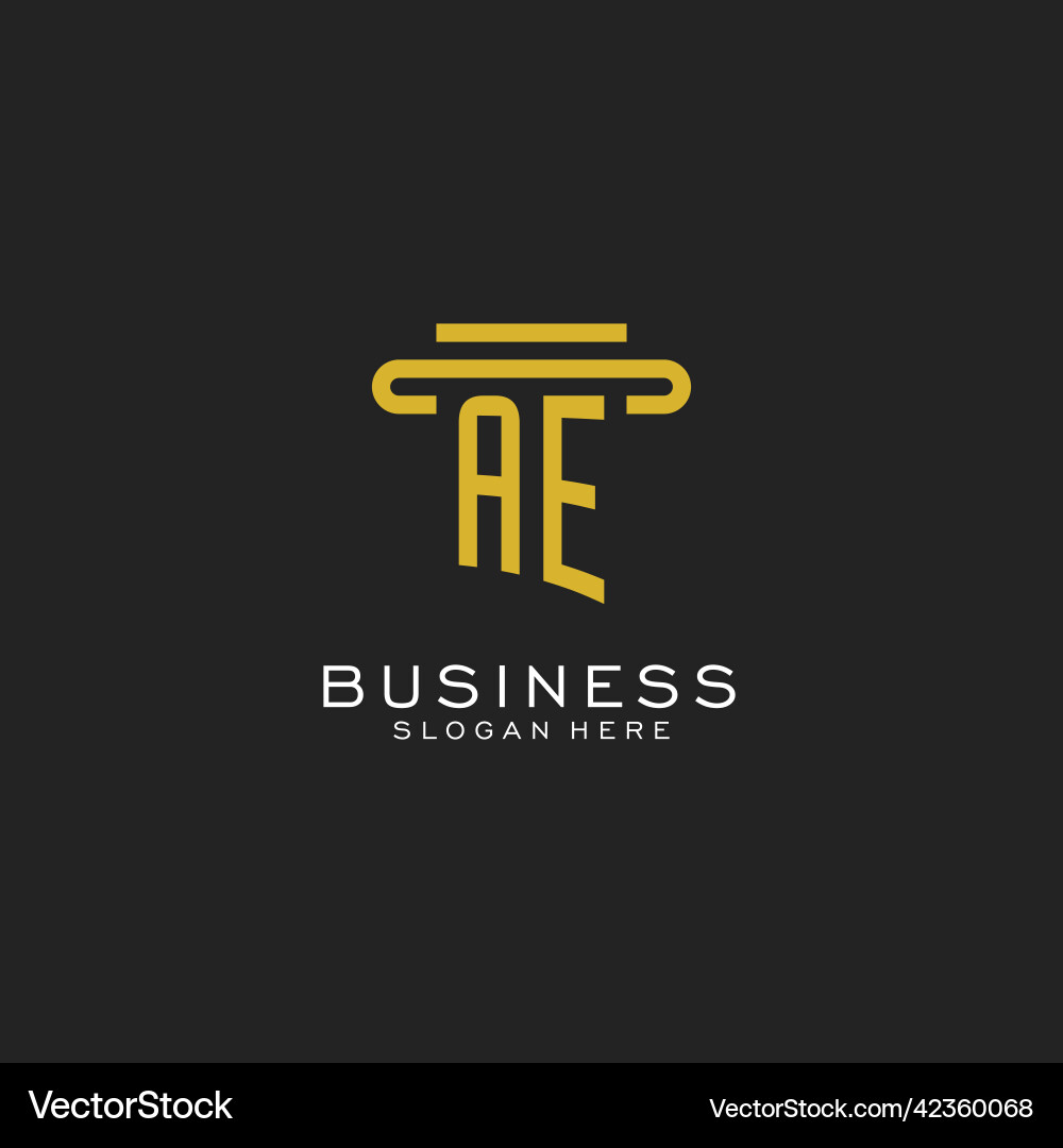 Ae initial logo with simple pillar style design Ae initial logo with simple pillar style design Vector Image