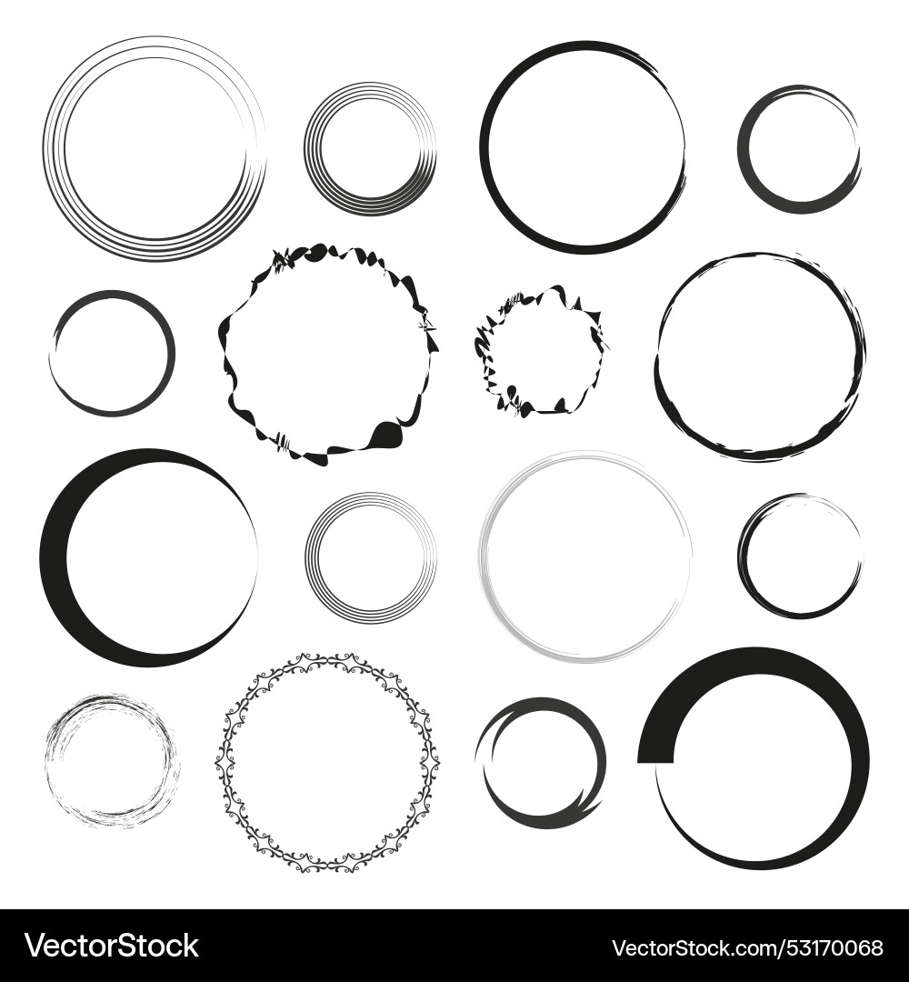 Assorted circular frames collection black vector image