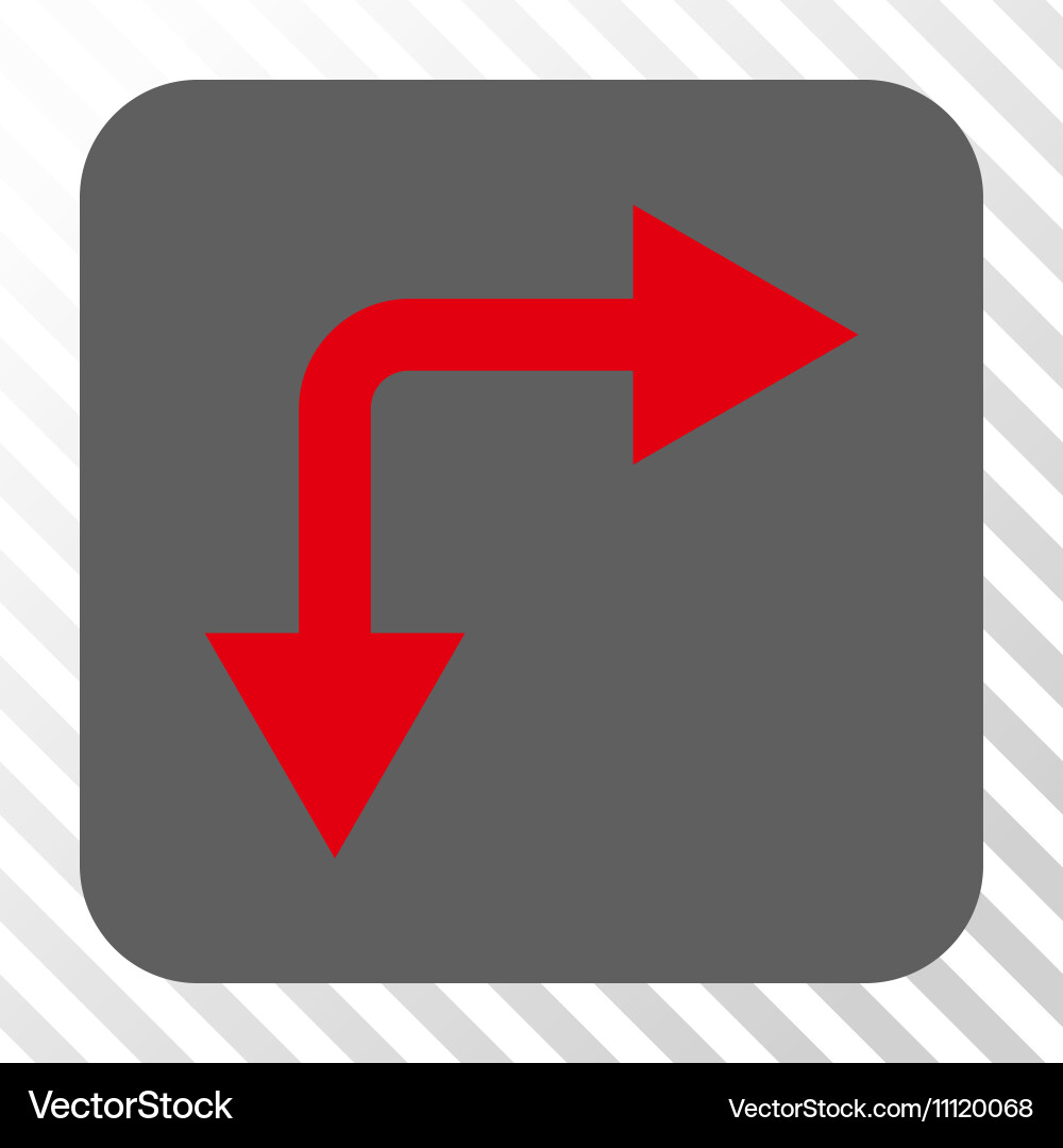 Bifurcation arrow right down rounded square button vector image