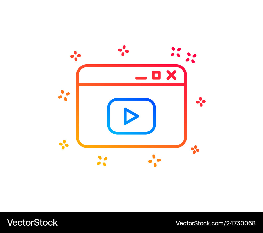 Browser window line icon video content sign vector image