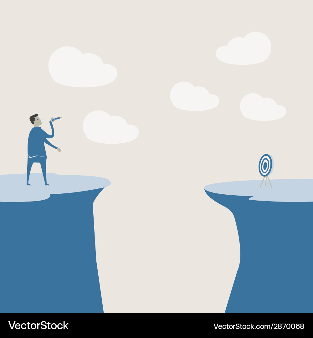 Businessman try to hit a target with dart vector image