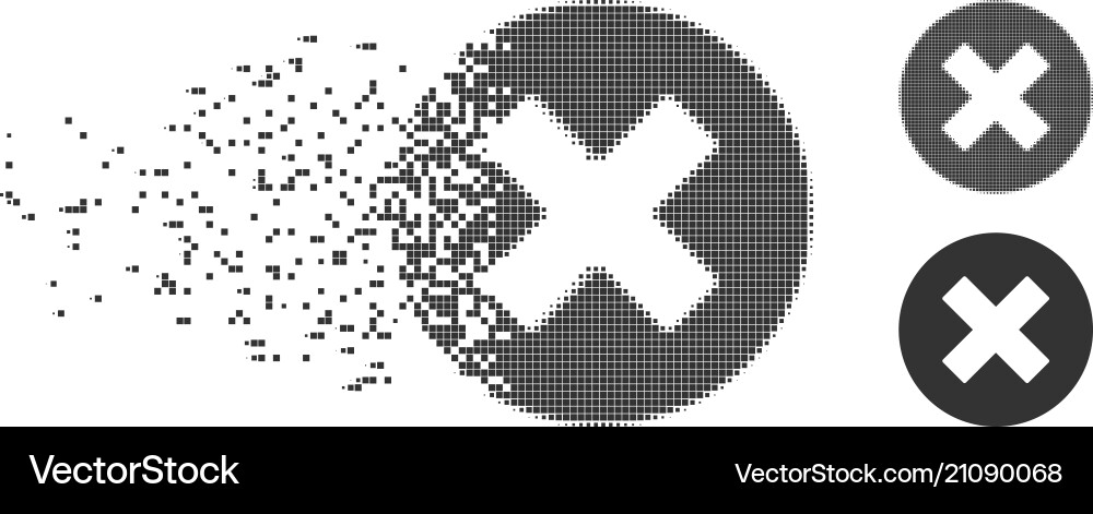 Disintegrating pixel halftone cancel icon Disintegrating pixel halftone cancel icon vector image