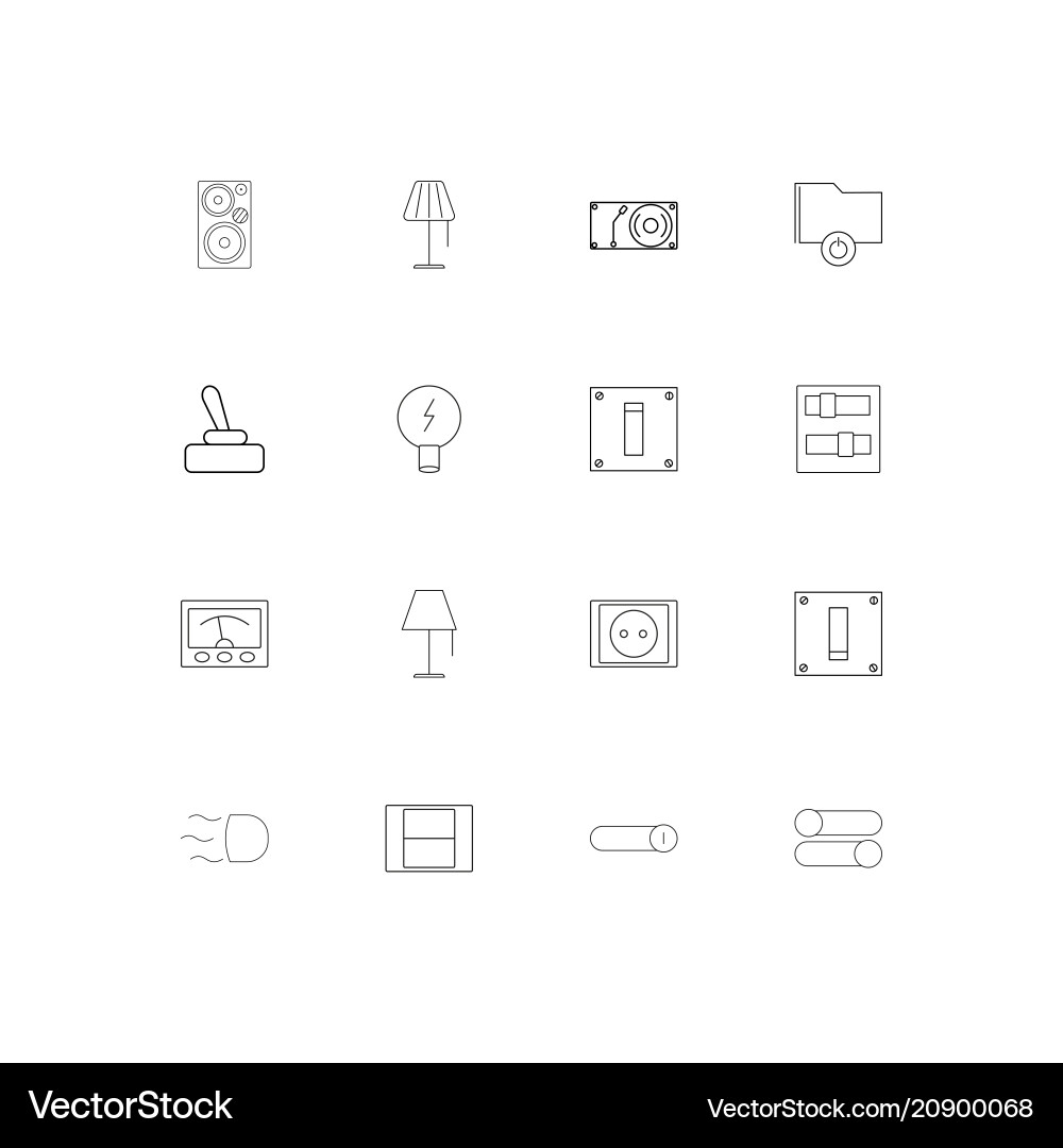 Electrical linear thin icons set outlined simple vector image