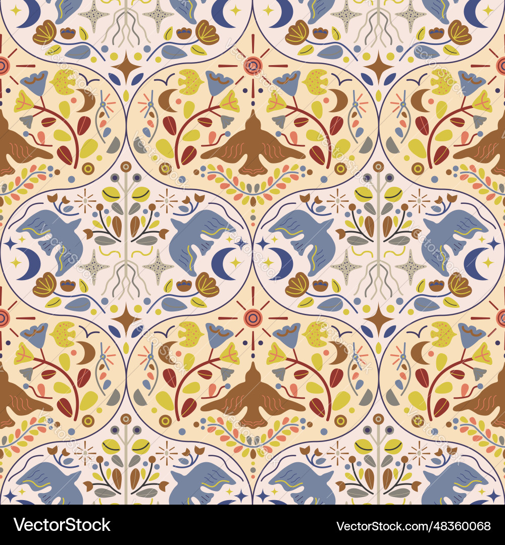 Folk seamless pattern nordic repeated design Vector Image