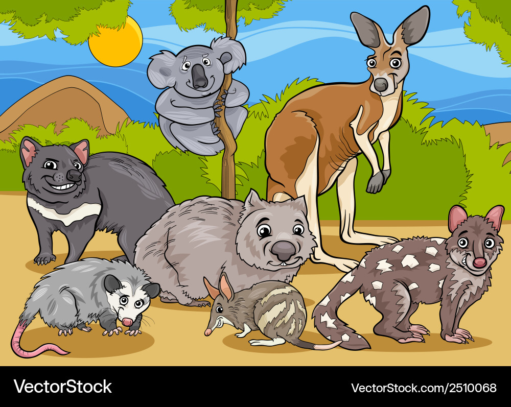 Group of Cute Marsupial Animals Vector Image