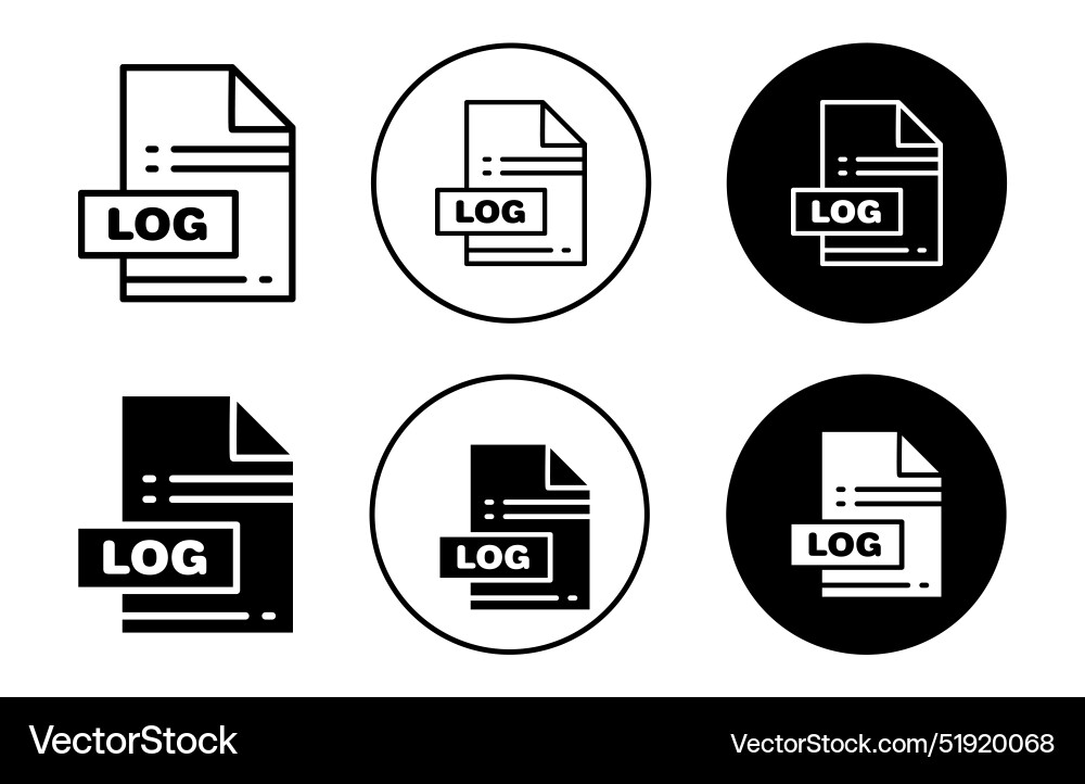 Log file icon collection of outline thin line Log file icon collection of outline thin line vector image