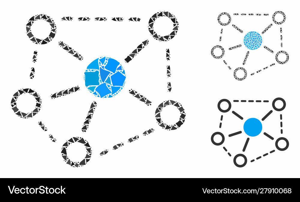 Molecule links mosaic icon abrupt pieces vector image