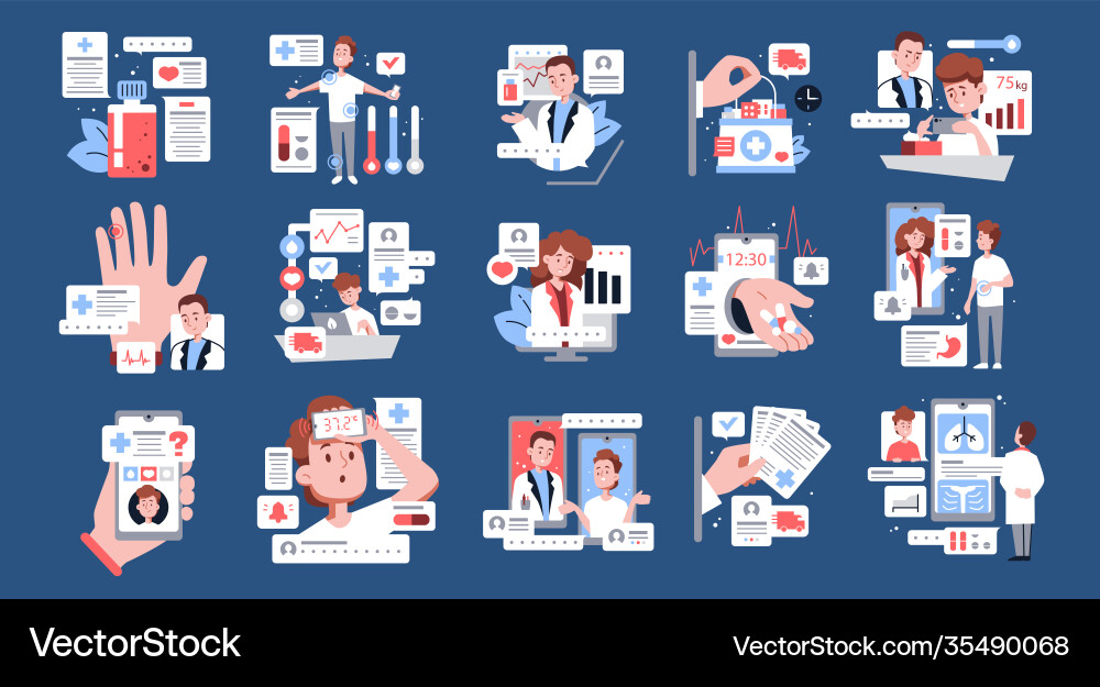 Online medicine set vector image