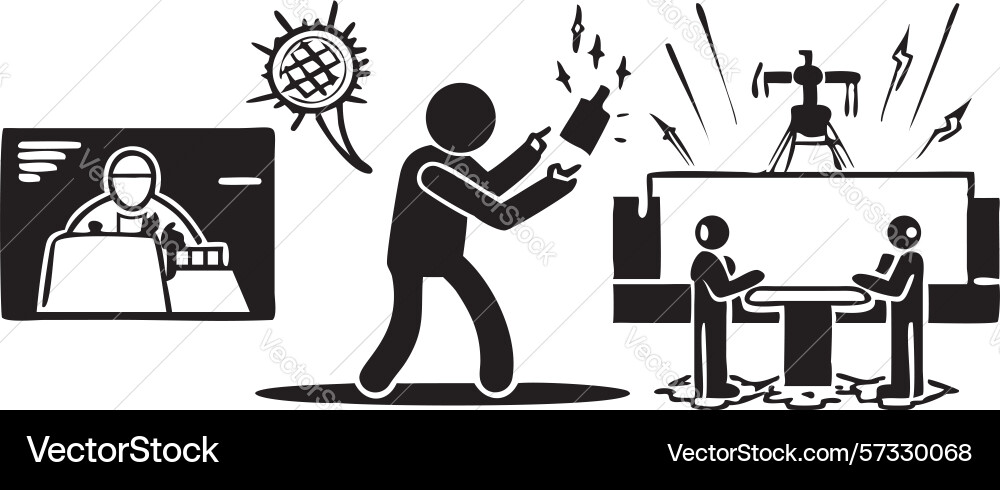 Scientists analyzing abstract structure research Vector Image