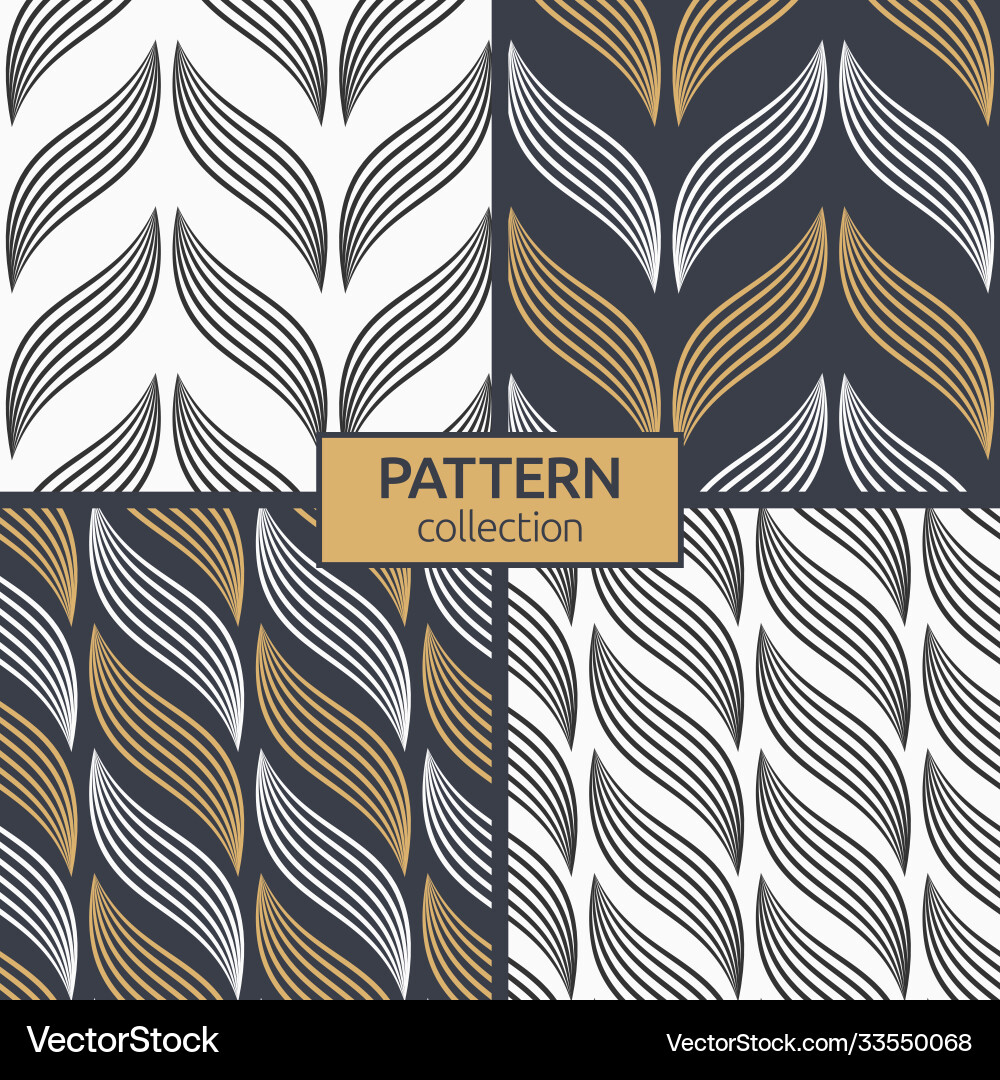 Set four seamless patterns striped stylized Vector Image