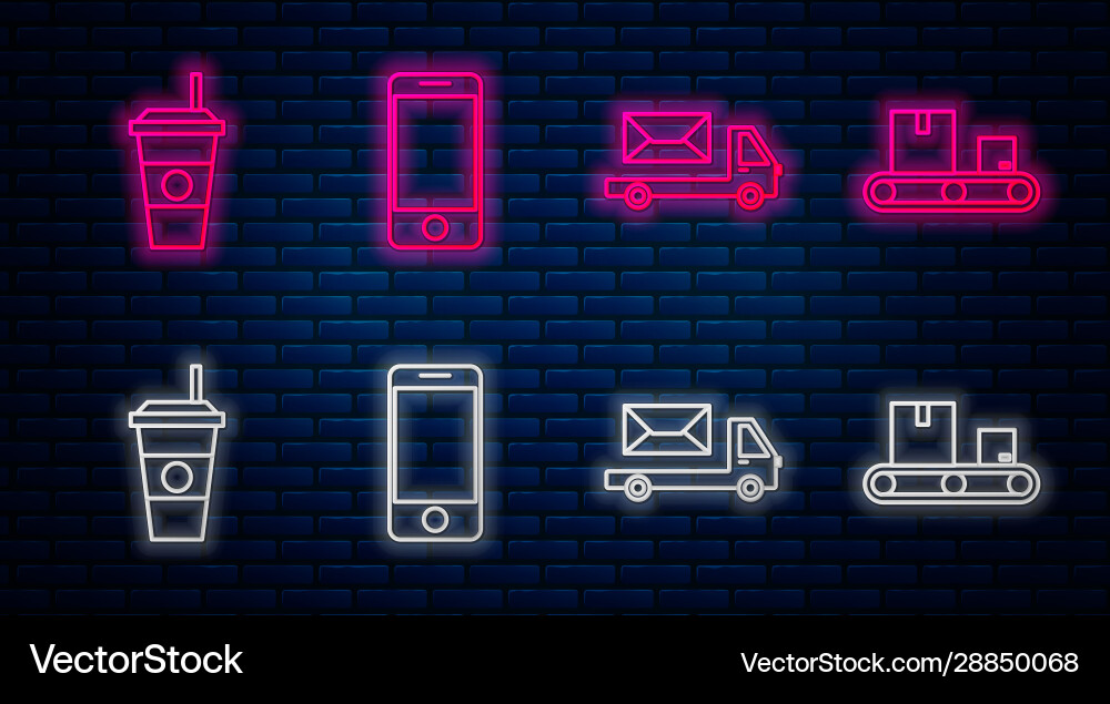 Set line mobile phone with app delivery tracking Set line mobile phone with app delivery tracking vector image
