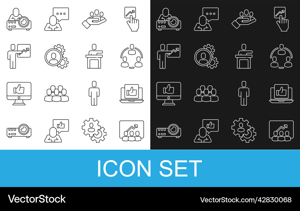 Set line project team base hand like for search vector image