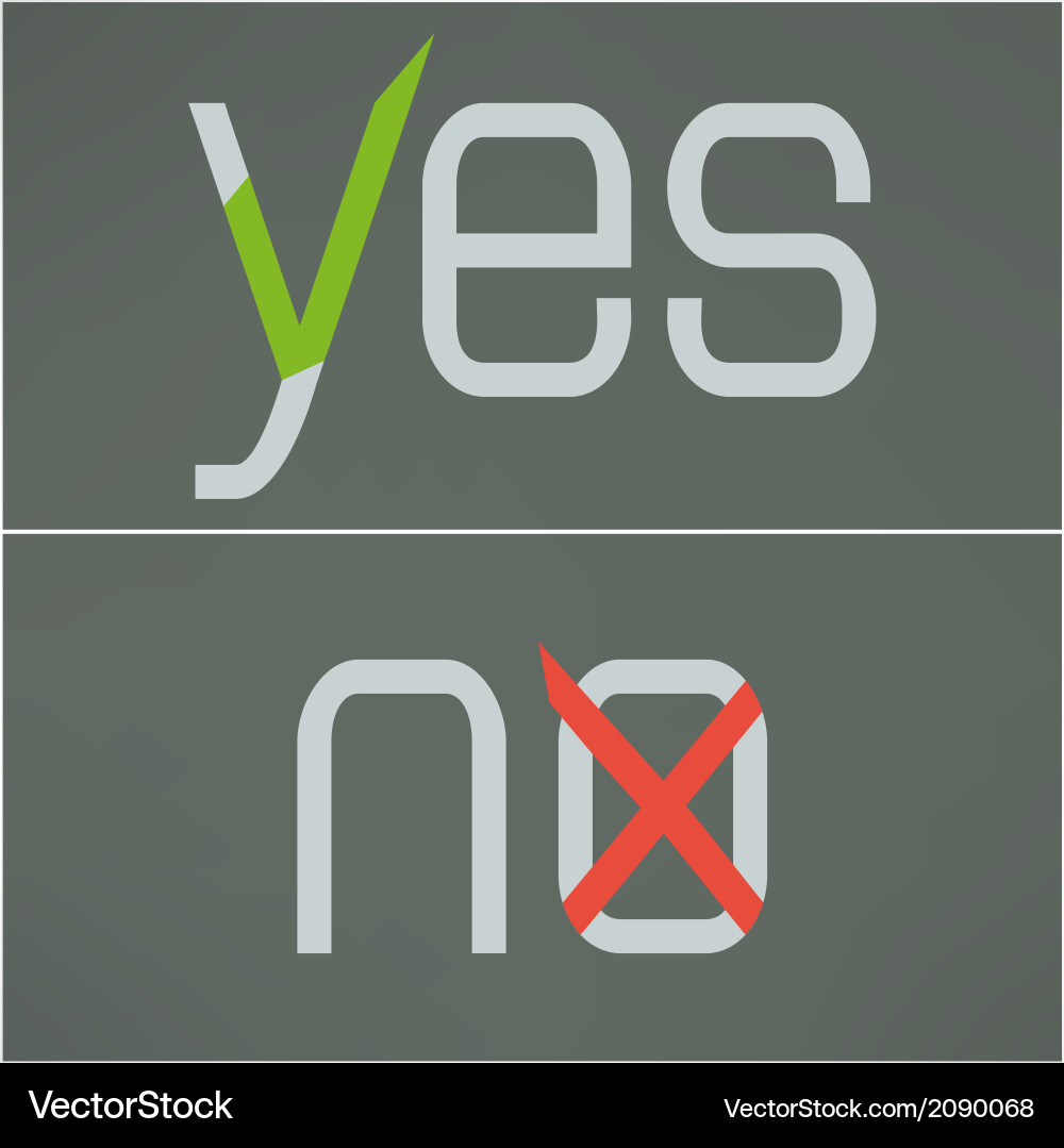 Yes and no button checkmark on gray background Vector Image