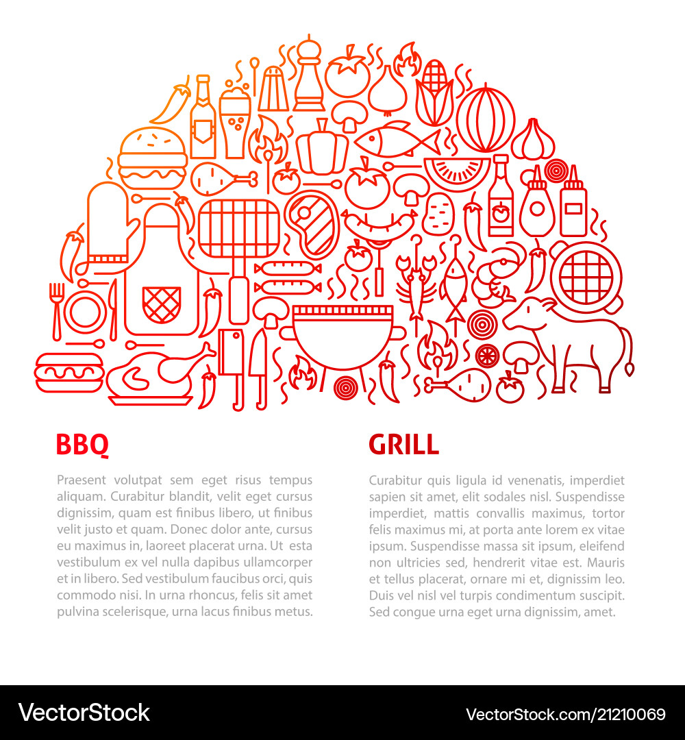 Bbq grill line template Bbq grill line template vector image