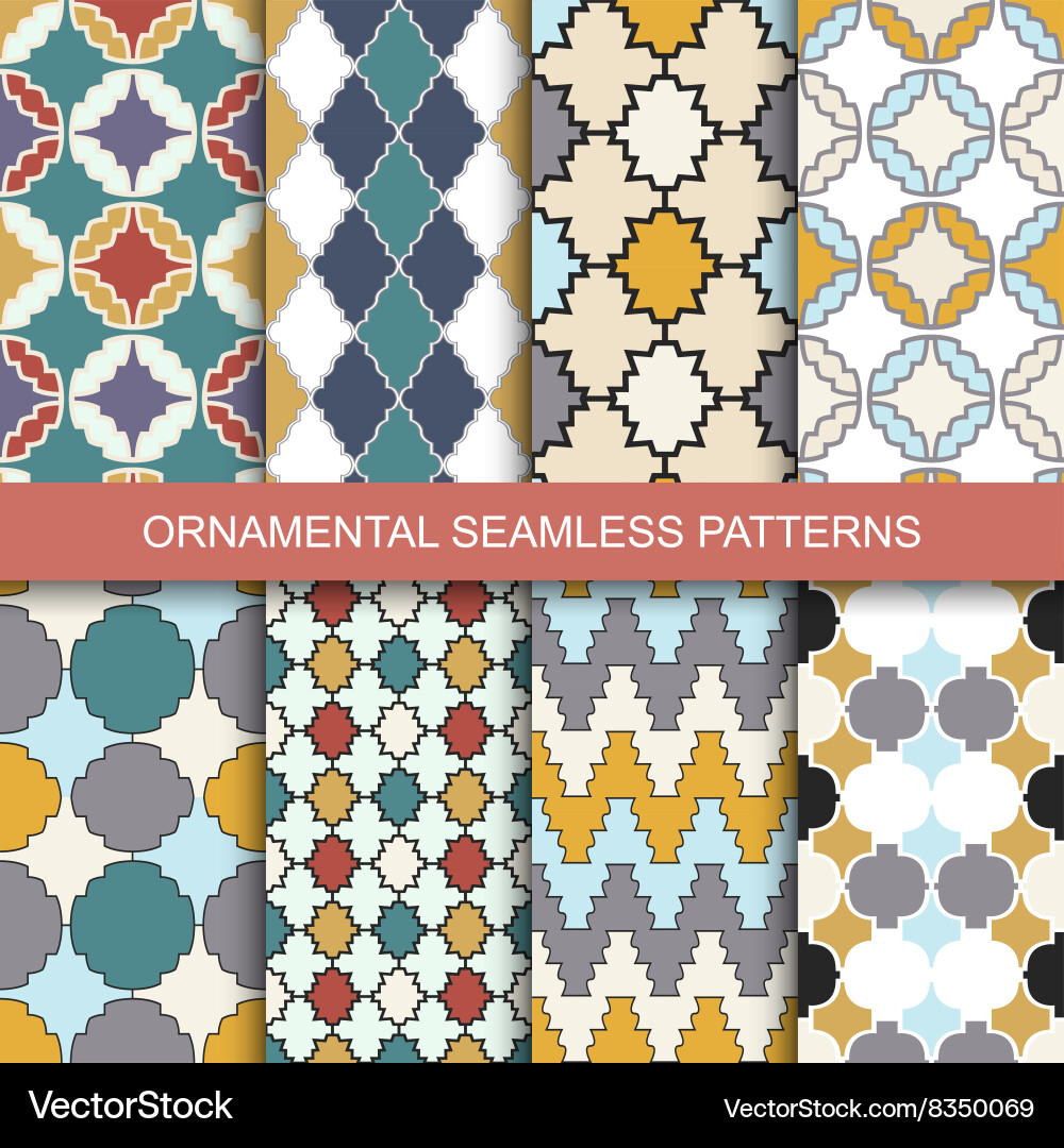 Collection of seamless ornamental patterns vector image
