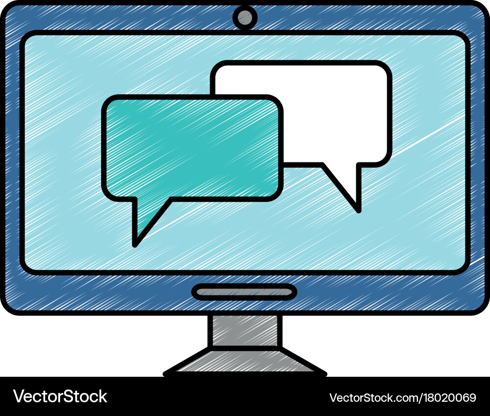 Computer display with speech bubbles vector image
