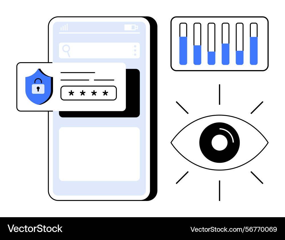 Cybersecurity and data privacy concept with mobile Cybersecurity and data privacy concept with mobile vector image
