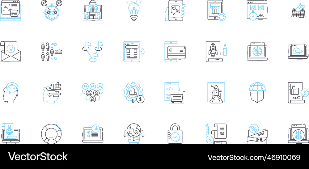 Digital optimization linear icons set algorithm Digital optimization linear icons set algorithm Vector Image