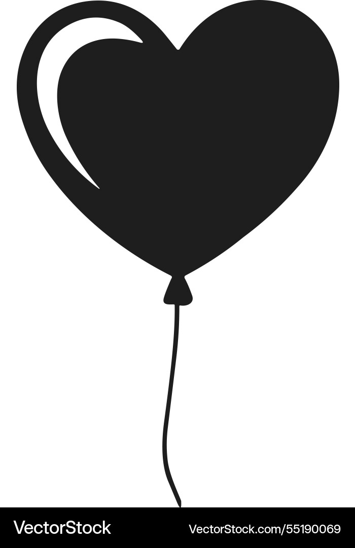 Einzelne Herz Ballon Silhouette Einzelne Herz Ballon Silhouette vektorbild