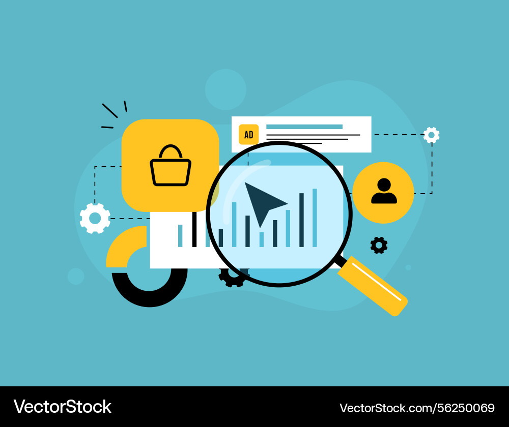 End-to-end analytics connects multichannel data End-to-end analytics connects multichannel data vector image