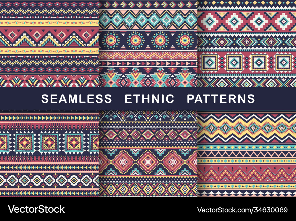Ethnic seamless patterns Ethnic seamless patterns vector image