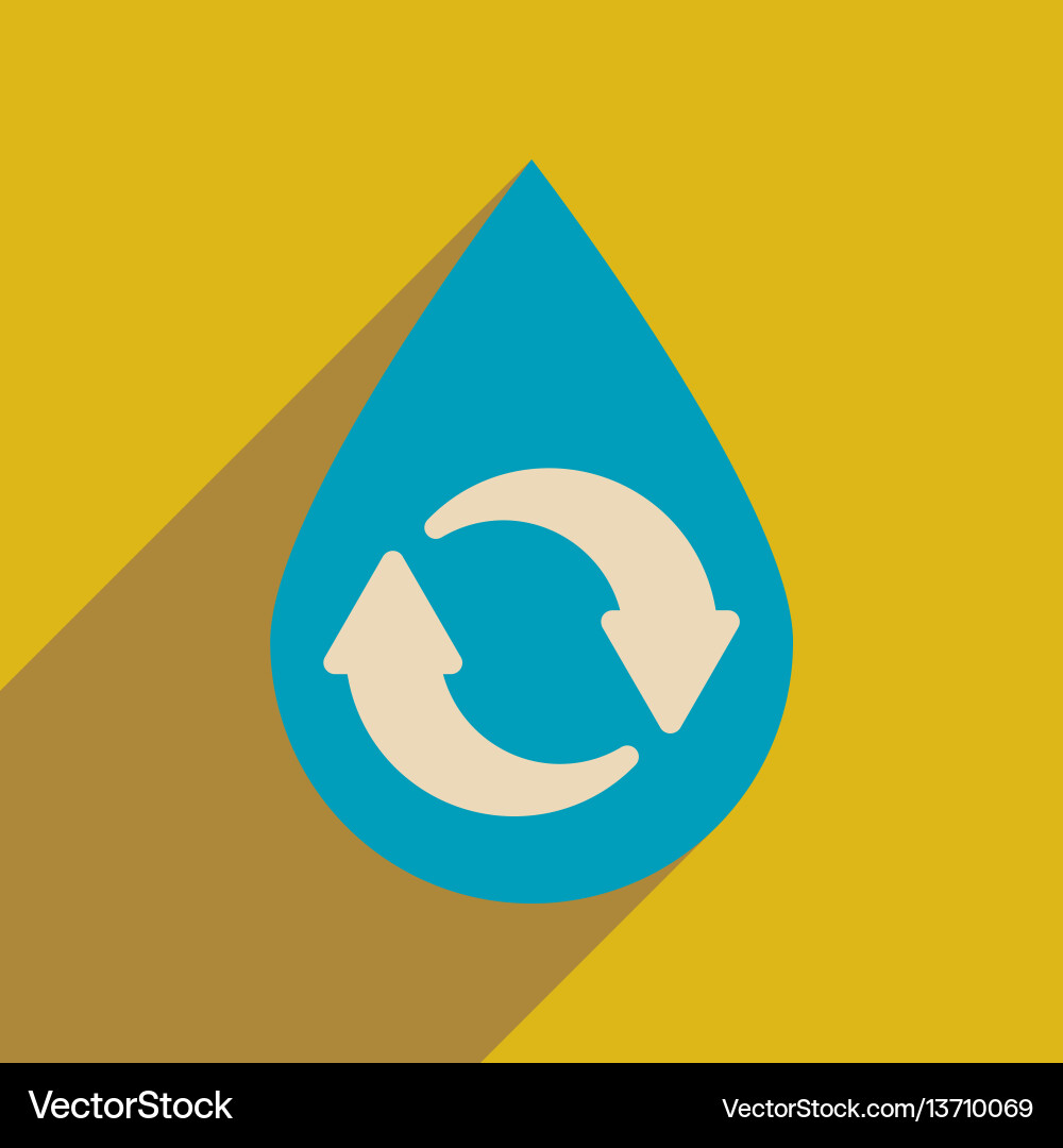 Flat web icon with long shadow drop recycling Vector Image