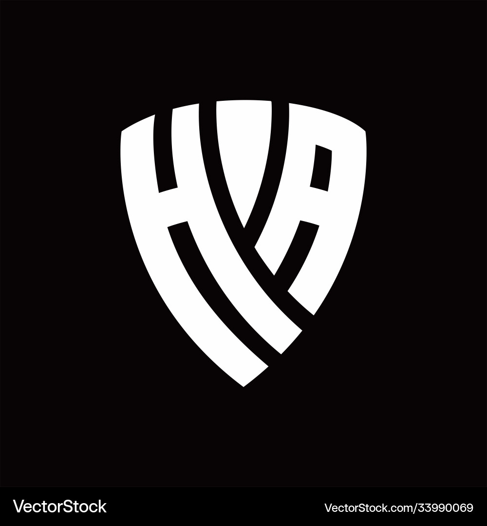 Ha logo monogram with shield elements shape vector image