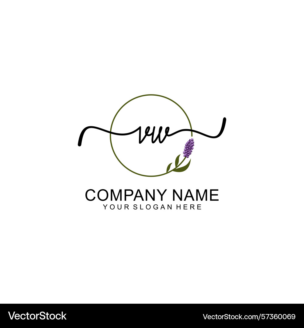 Handwritten vw initial logo with circle Vector Image