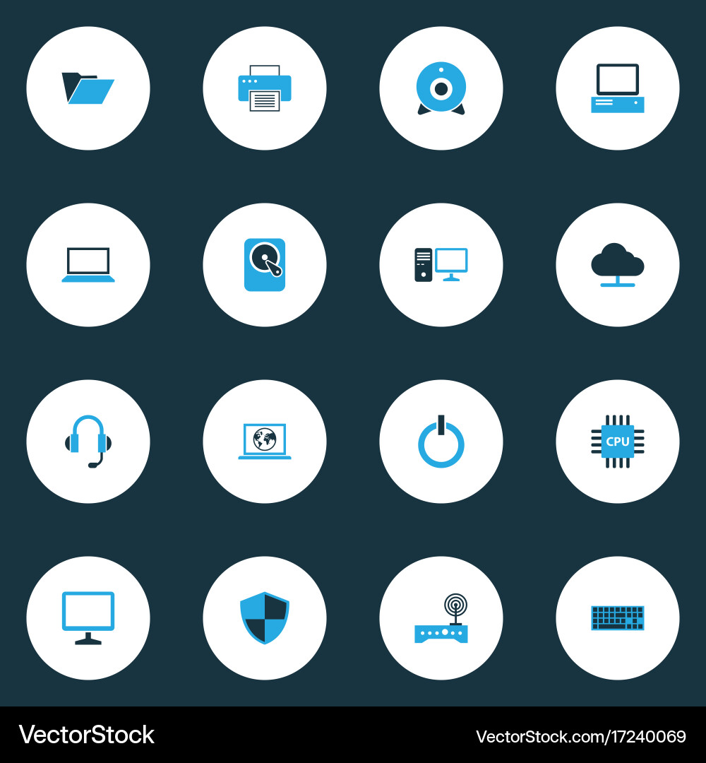 Hardware colorful icons set collection of power vector image