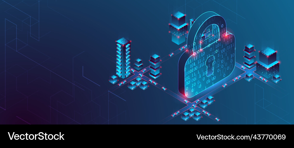 Isometric protection concept protect mechanism Isometric protection concept protect mechanism vector image