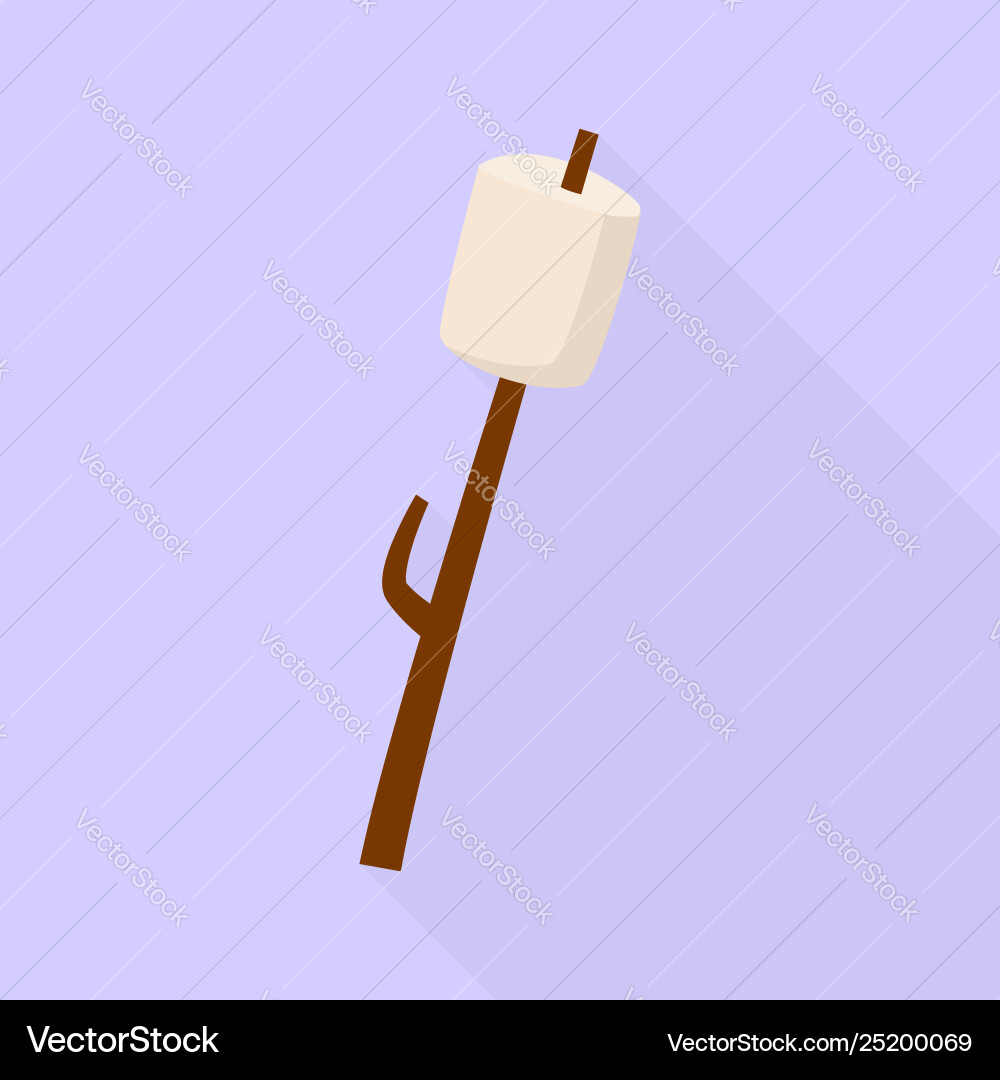 Marshmallow auf Holz Stick Ikone flach Stil Marshmallow auf Holz Stick Ikone flach Stil vektorbild