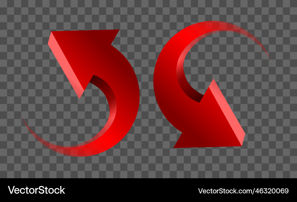 Red twin arrow 3d curve circle direction gradient Red twin arrow 3d curve circle direction gradient vector image