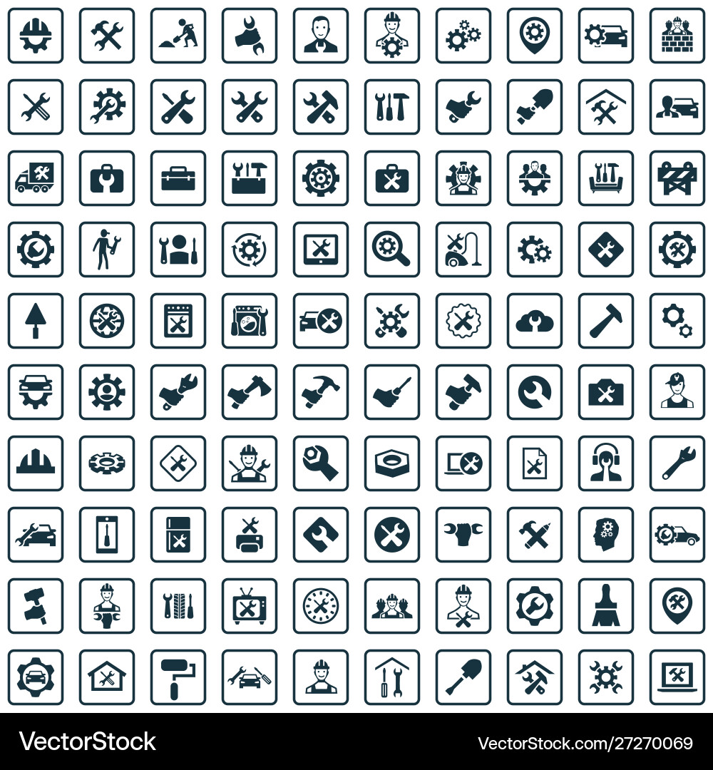 Repair 100 icons universal set for web and ui Vector Image