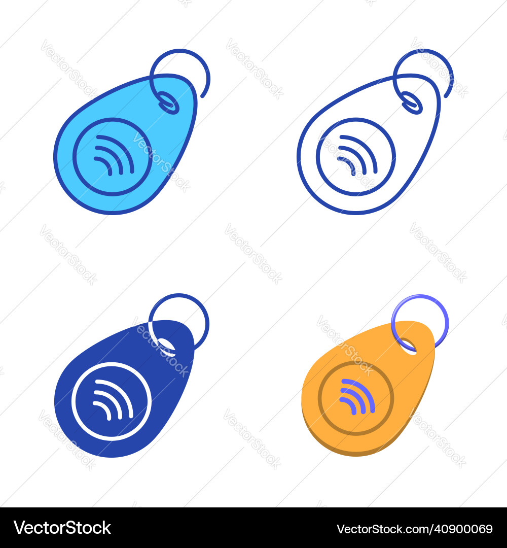 Rfid key icon set in flat and line style vector image