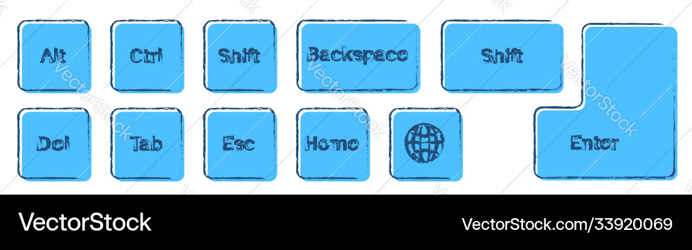 Set additional keyboard keys on a white vector image