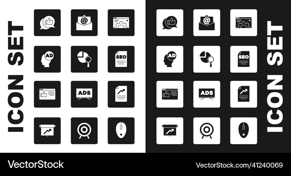 Set browser setting magnifying glass and analysis vector image