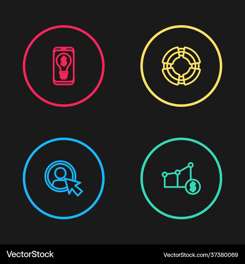 Set line create account screen pie chart Set line create account screen pie chart vector image