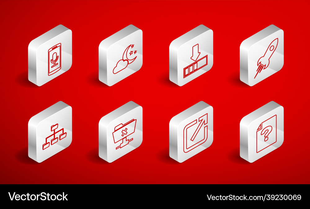 Set line unknown document cloud with moon vector image