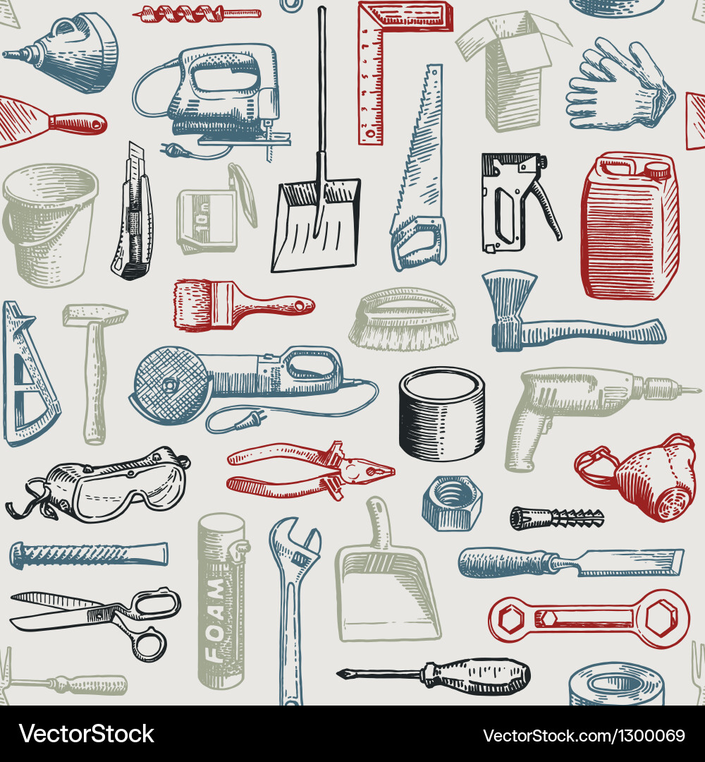 Tool Set Seamless Pattern vector image