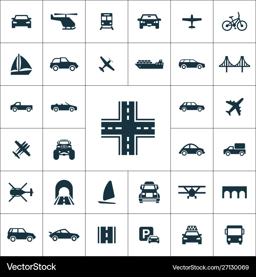 Transportation icons universal set for web and ui vector image