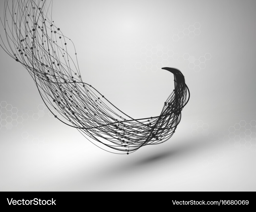 Wave swirl with connected line and dots wired vector image