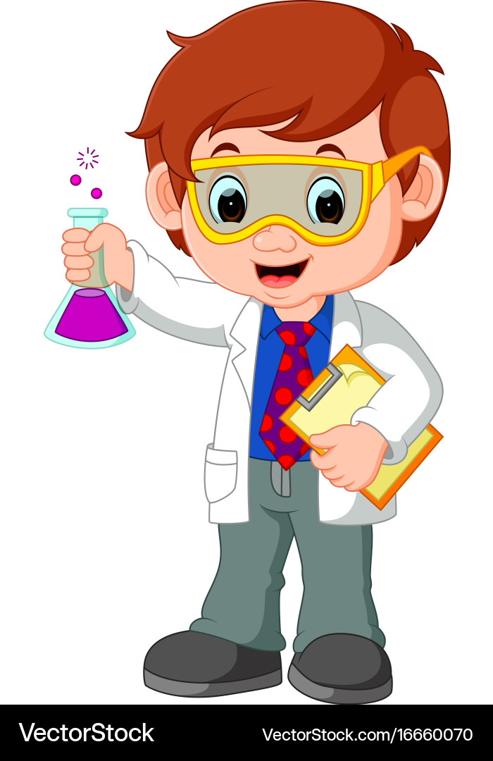 Cartoon Scientist with Flask vector image