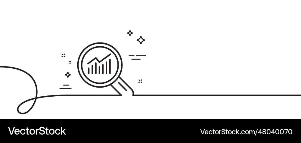 Chart line icon report graph sign in magnifier Chart line icon report graph sign in magnifier vector image
