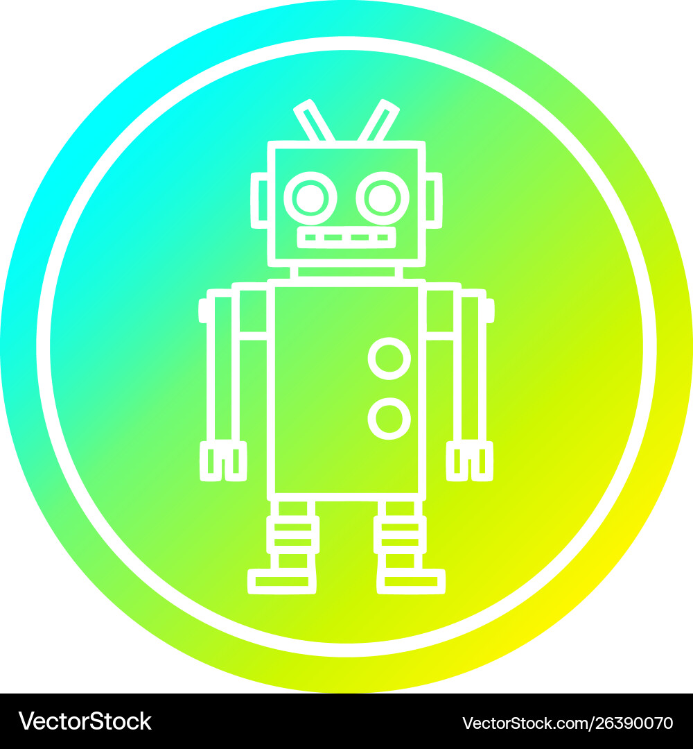 Dancing robot circular in cold gradient spectrum vector image