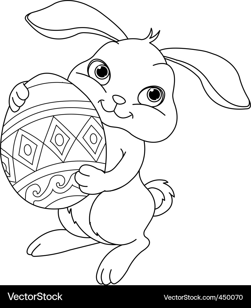 Easter bunny coloring page vector image