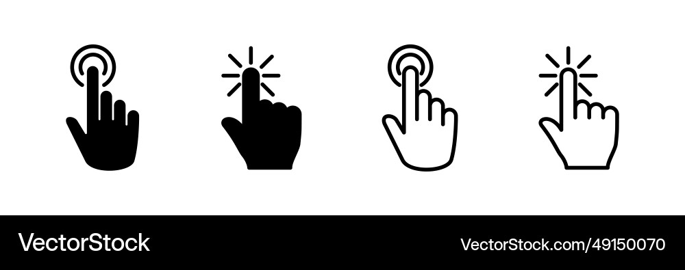 Hand click icon clicking finger pointer Hand click icon clicking finger pointer vector image