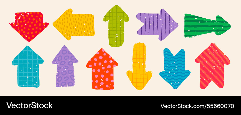 Hand drawn arrows with various patterns Hand drawn arrows with various patterns vector image