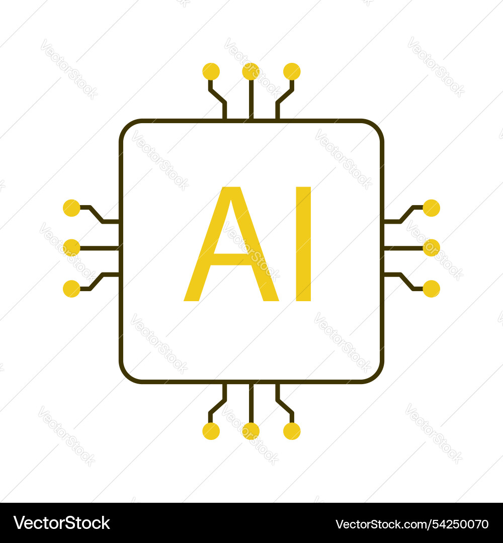 High-speed ai processor chip icon design vector image