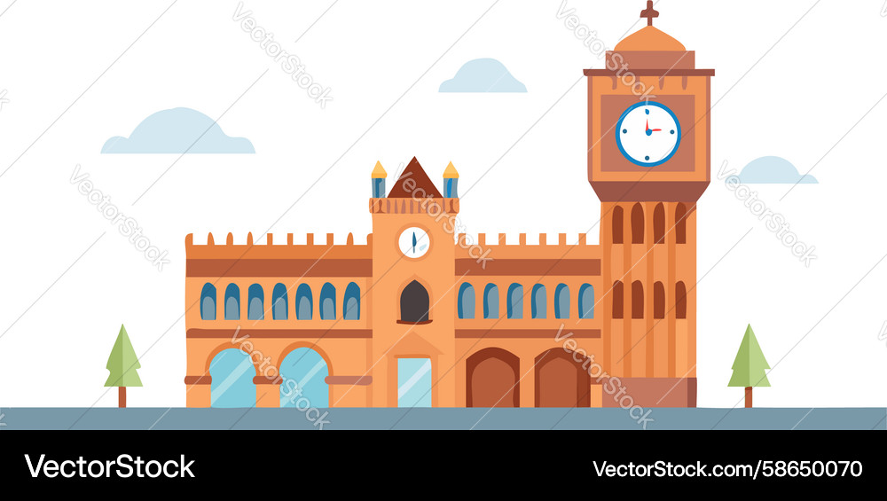Historic clock tower building design generative ai Vector Image