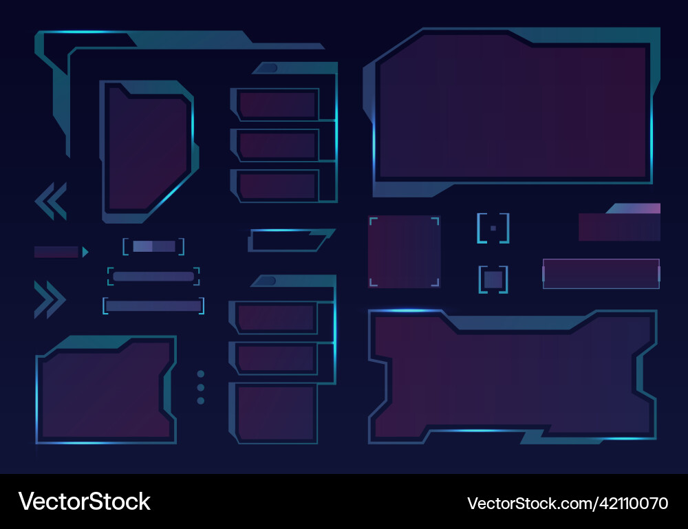 Hud interface set of frames and displays Hud interface set of frames and displays vector image